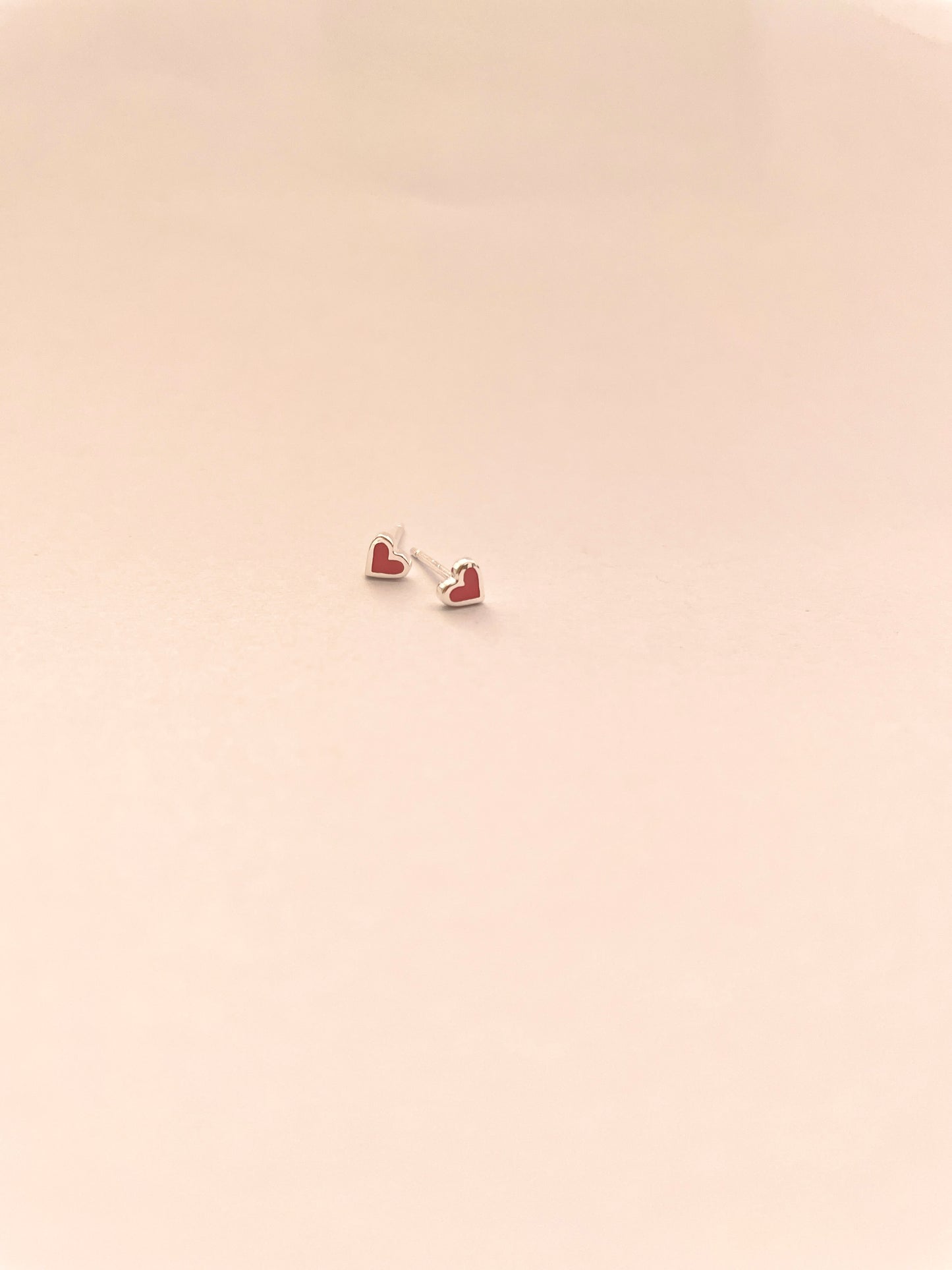Super Tiny Enamel Heart Stud Earrings