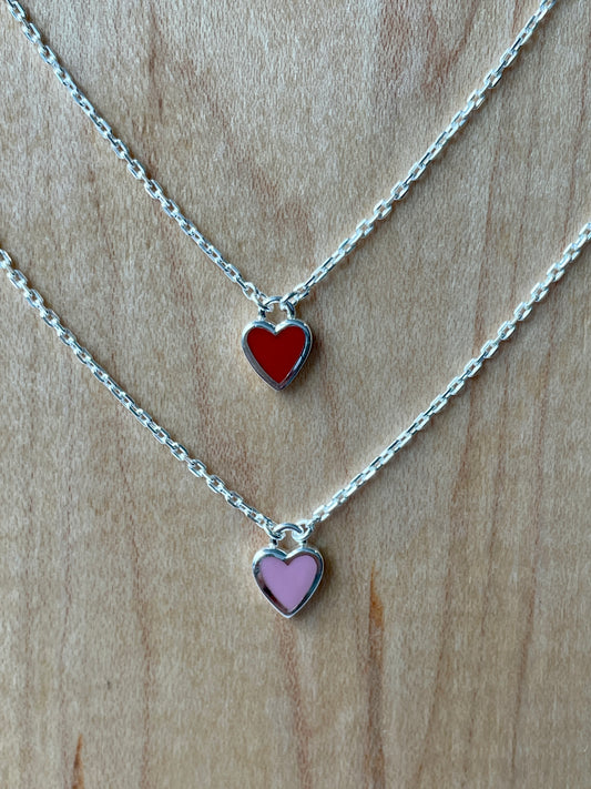 Enamel Heart Sterling Silver Necklace