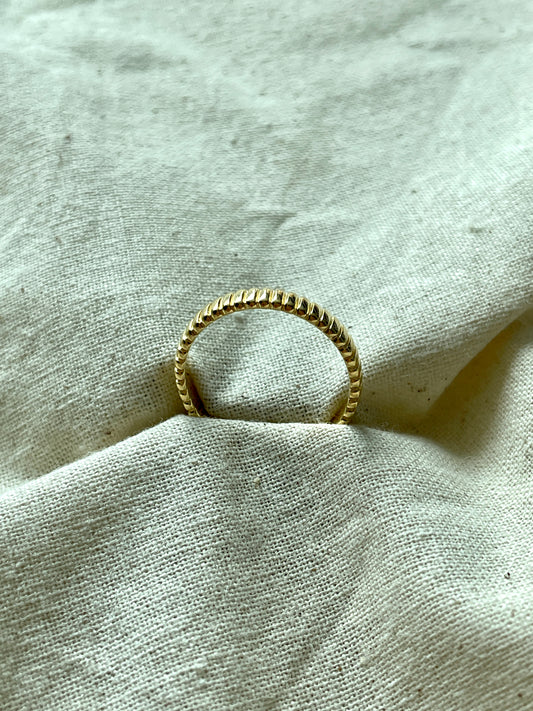 Ring Band With Ribs Gold Vermeil