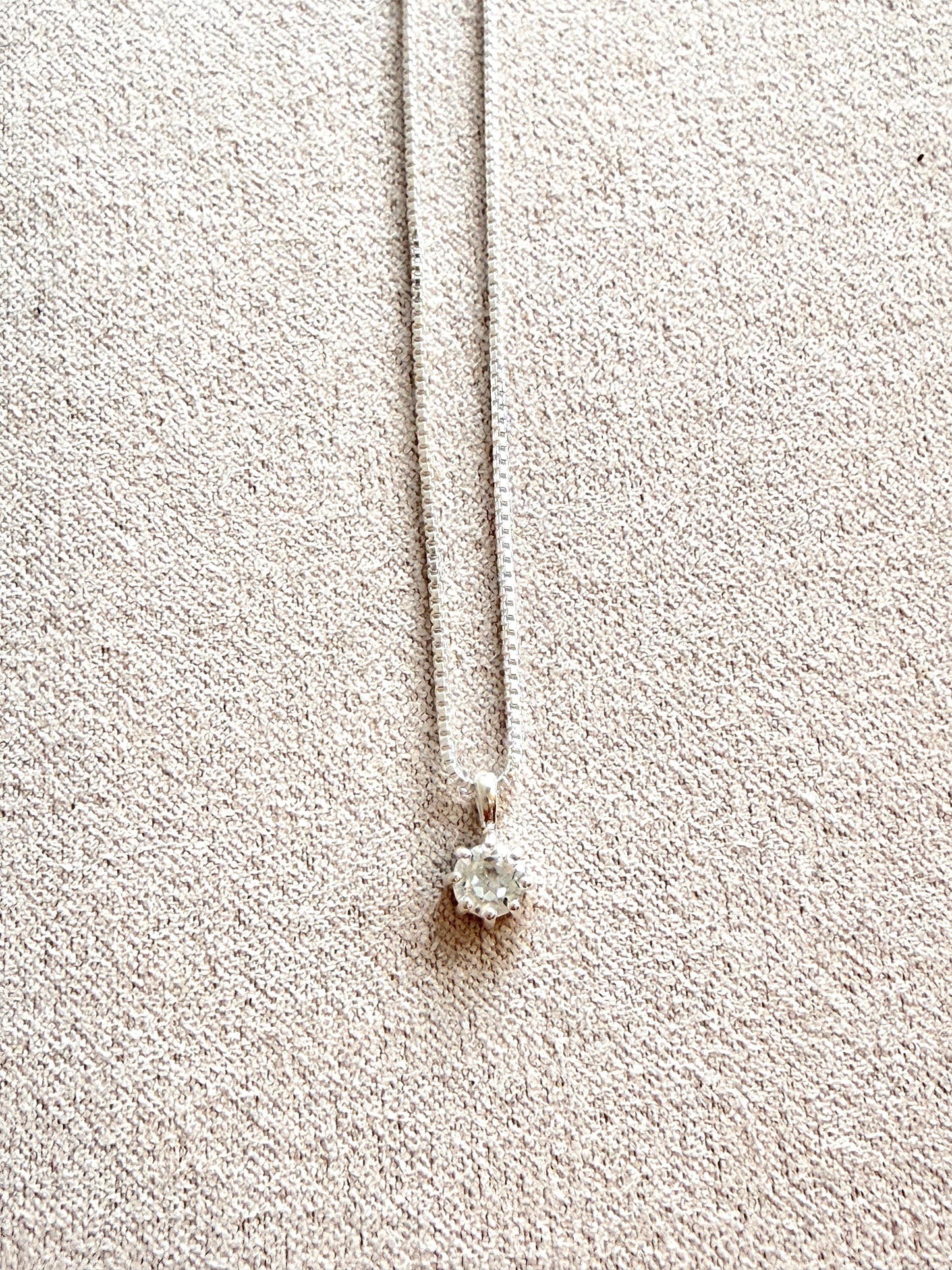 4mm Round Claw Set White Topaz Sterling Silver Necklace