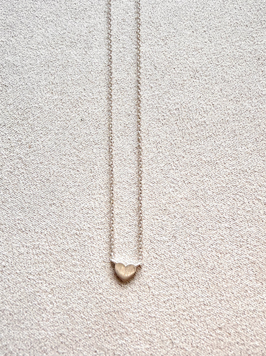 Tiny Heart Brush Sterling Silver Necklace