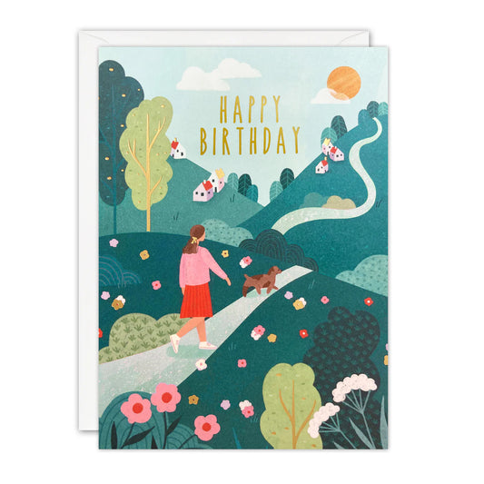 Dog Walk Birthday Card