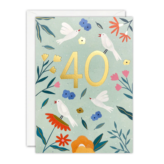 Age 40 Birds Birthday Card