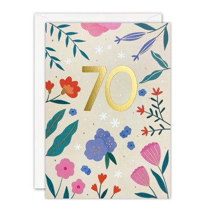 Age 70 Flowers Birthday Card