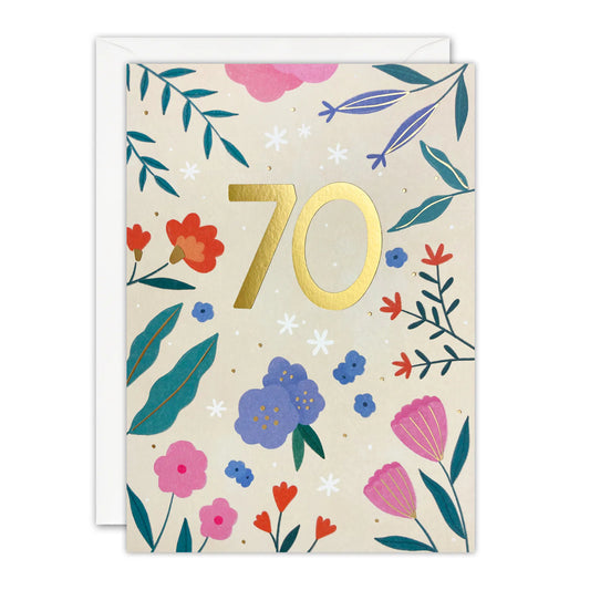 Age 70 Flowers Birthday Card