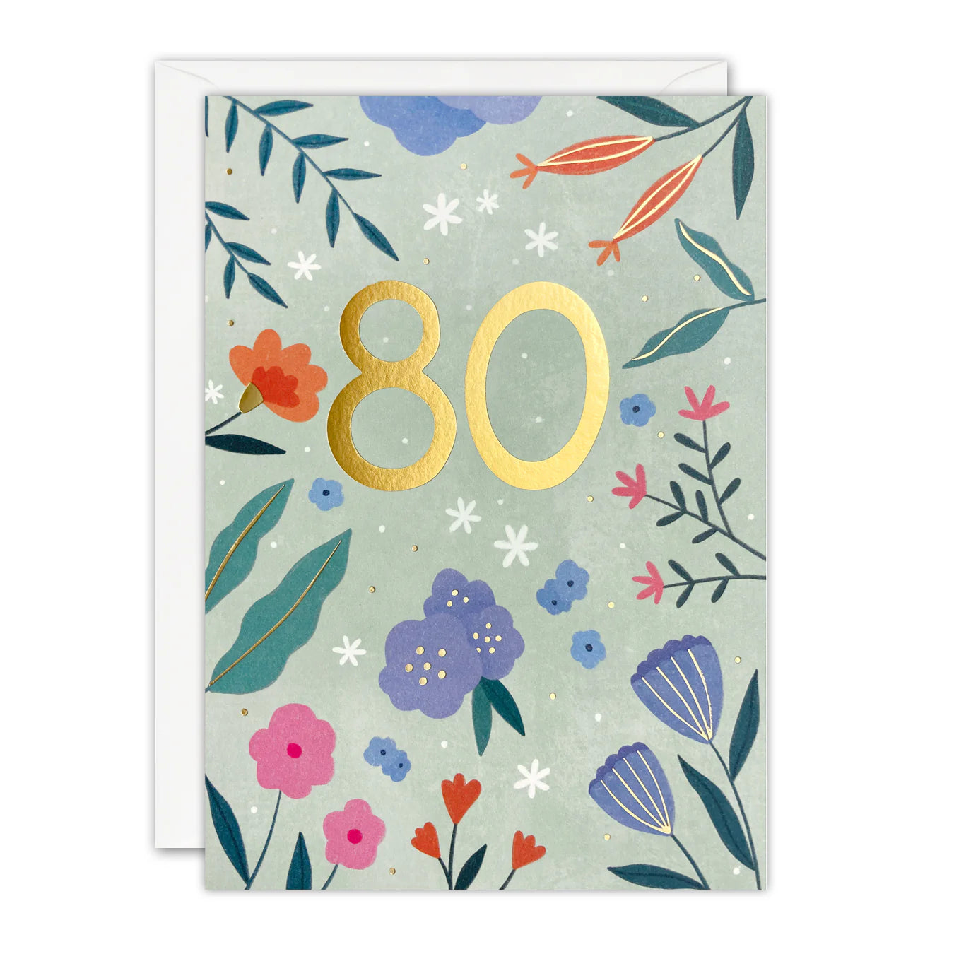 Age 80 Flowers Birthday Card