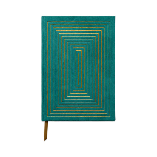 Hard Cover Suede Journal Linear Boxes Green