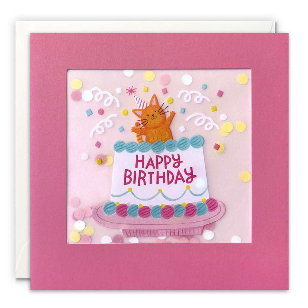 Cat in a Cake Card with Paper Confetti