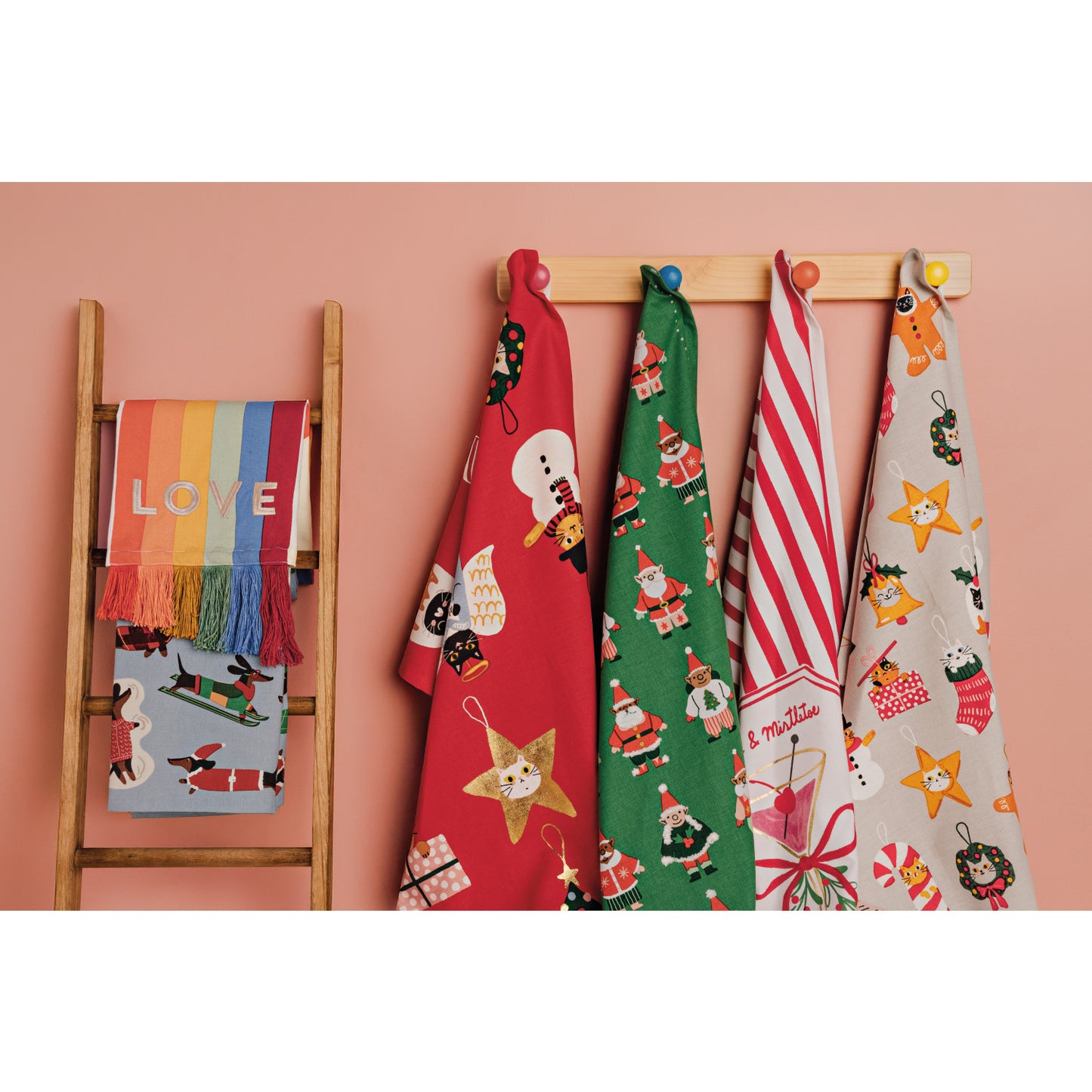 Dashing Dachshunds Christmas Dishtowel