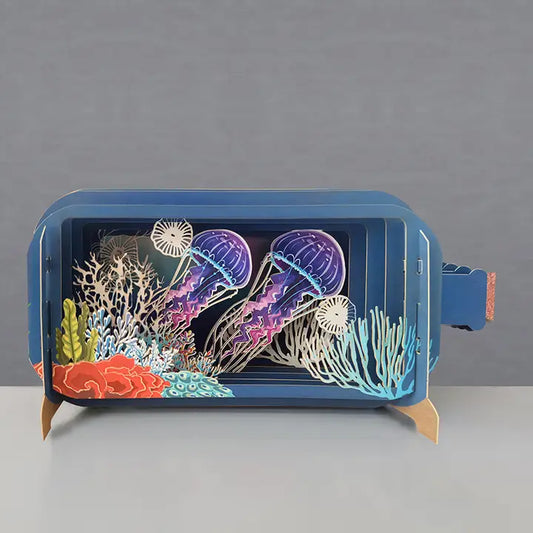 Jellyfish Message In A Bottle Pop Up Card