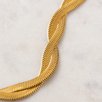 Josie Twist Herringbone Bracelet Gold