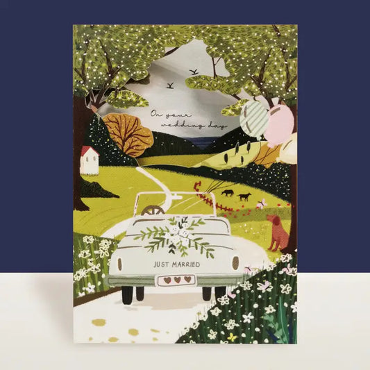 Just Married Laser Cut Wedding Card