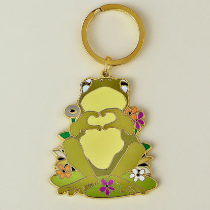 Cecile Frog Enamel Keychain