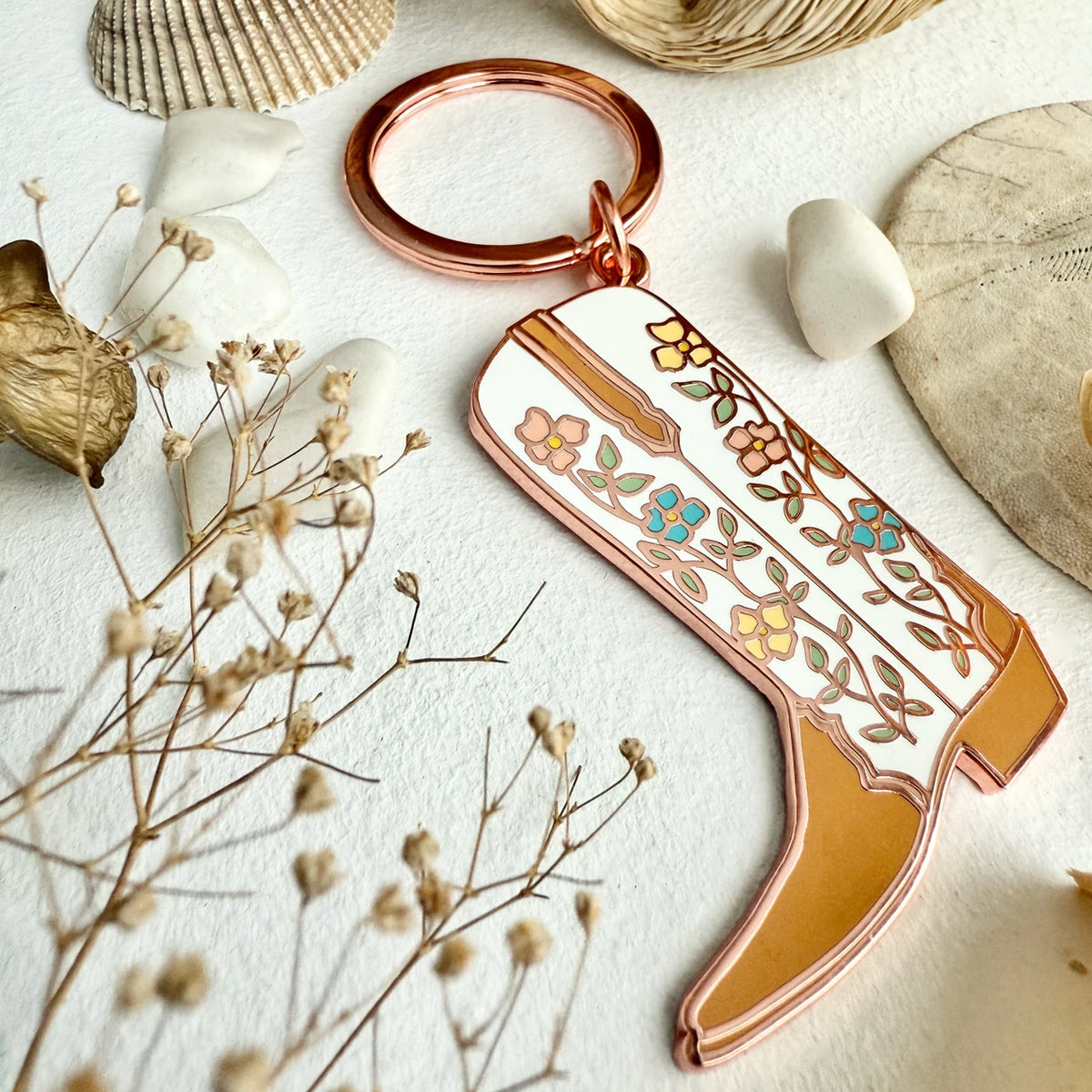 Dolly Cowboy Boot Enamel Keychain