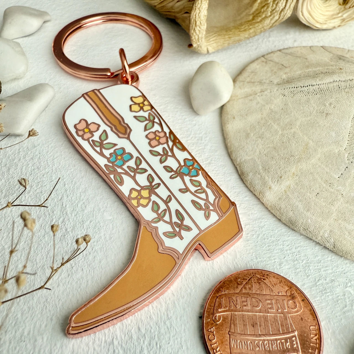 Dolly Cowboy Boot Enamel Keychain