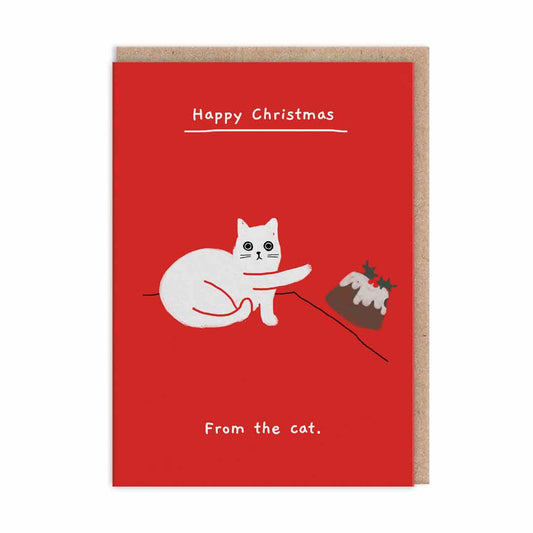 Happy Christmas From The Cat Pudding Card
