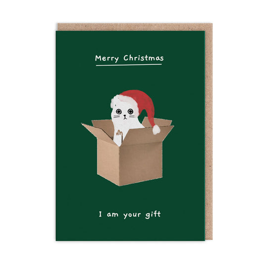 Merry Christmas I am Your Gift Cat in Box Card