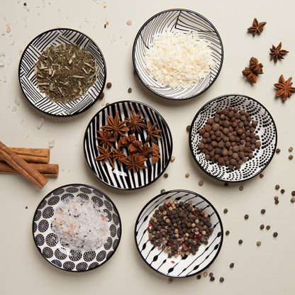 Bits and Dots Black and White Pinch Bowls Set of 6