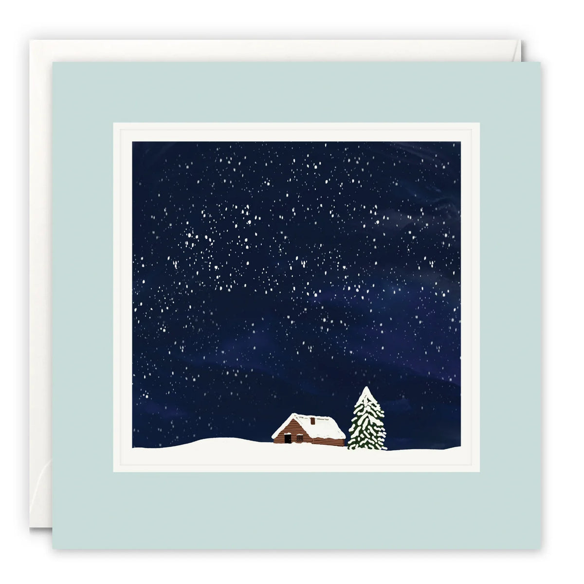 Snowy Winter Cabin Christmas Card