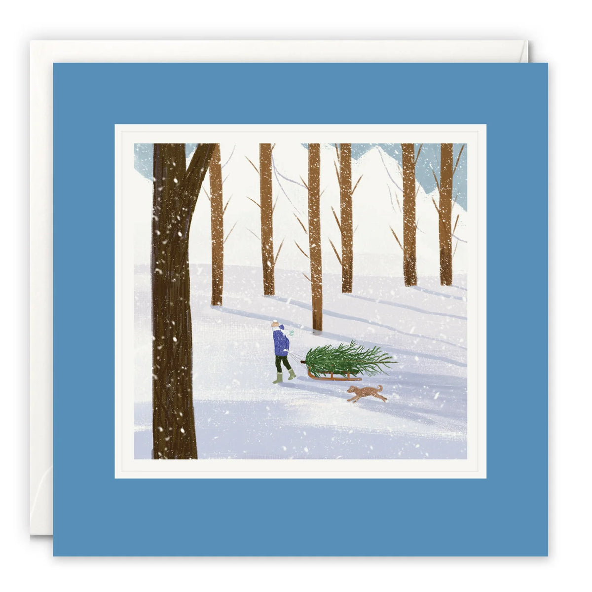 Christmas Tree Sled Christmas Card