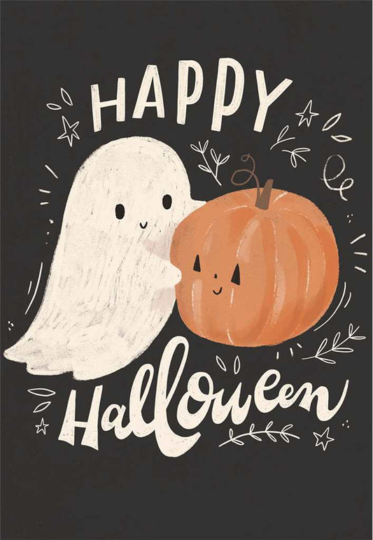 Ghost and Pumpkin Halloween Card