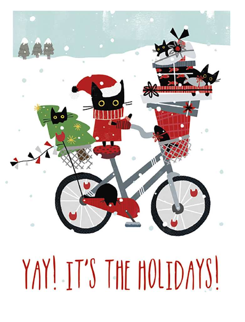 Cats on Bike Christmas Boxed Cards