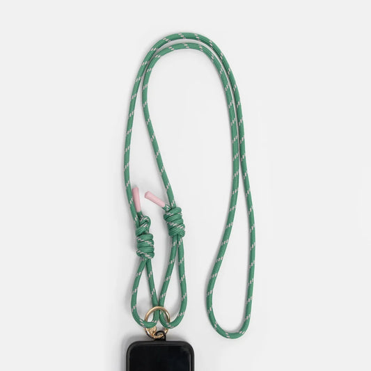 Green And Pink Cord Long Phone Strap