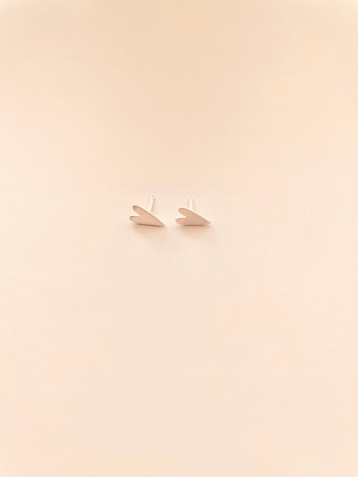 Long Flat Heart Brush Sterling Silver Stud