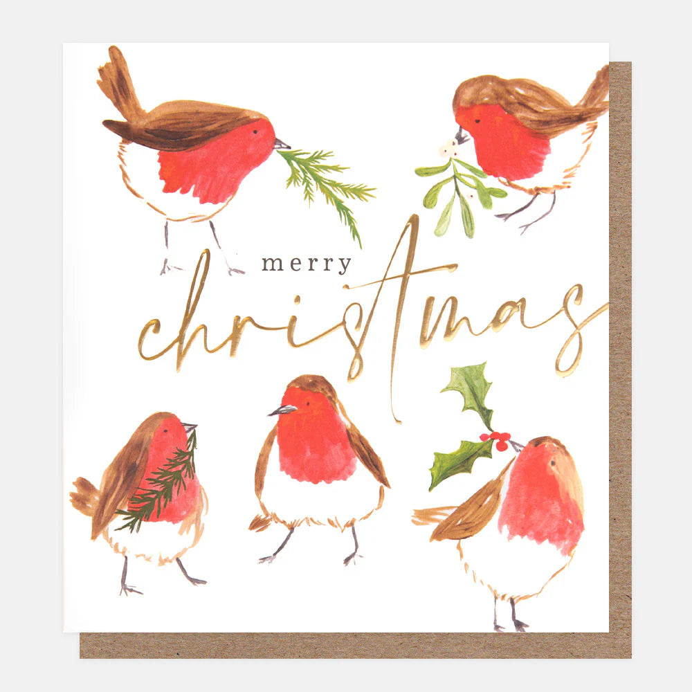 Xmas Tree and Robins Cards Pack of 8