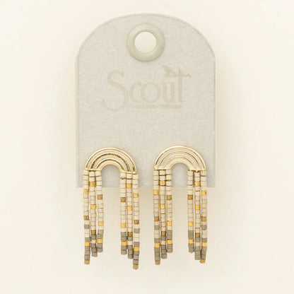 Chromacolor Miyuki Rainbow Fringe Earring Pewter Multi Gold