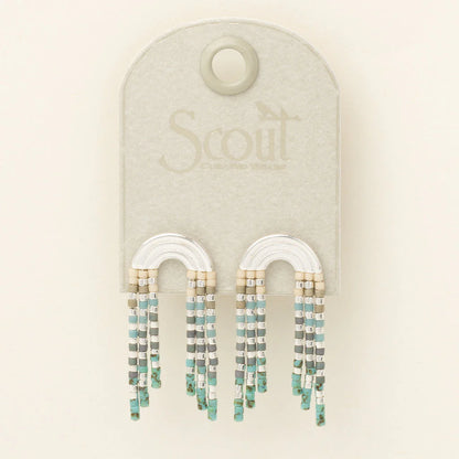 Chromacolor Miyuki Rainbow Fringe Earring Turquoise Multi Silver