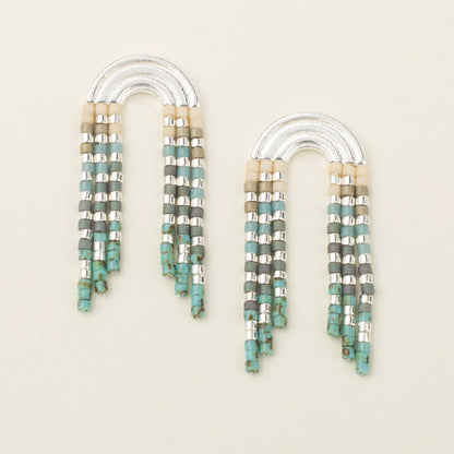 Chromacolor Miyuki Rainbow Fringe Earring Turquoise Multi Silver