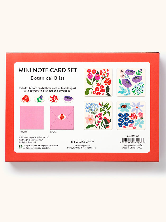 Botanical Bliss Mini Note Card Set with Stickers