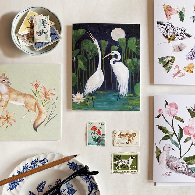 Midnight Egrets Art Card