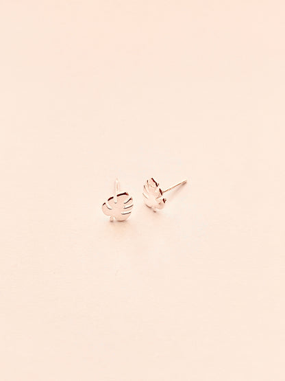 Monstera Leaf Stud Brushed Sterling Silver