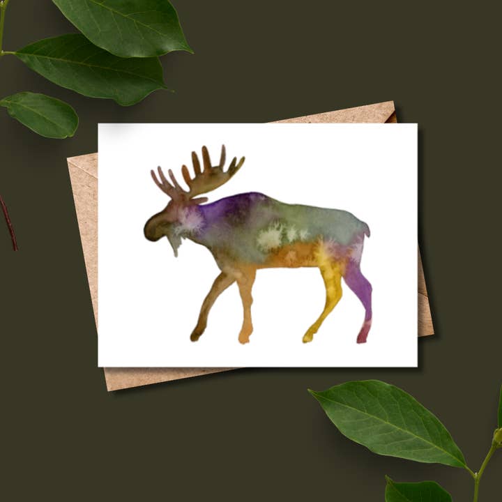 Moose Watercolour Greeting Card