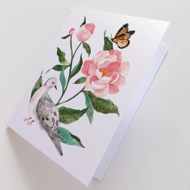 Mourning Dove and Monarch Art Card