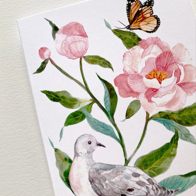 Mourning Dove and Monarch Art Card