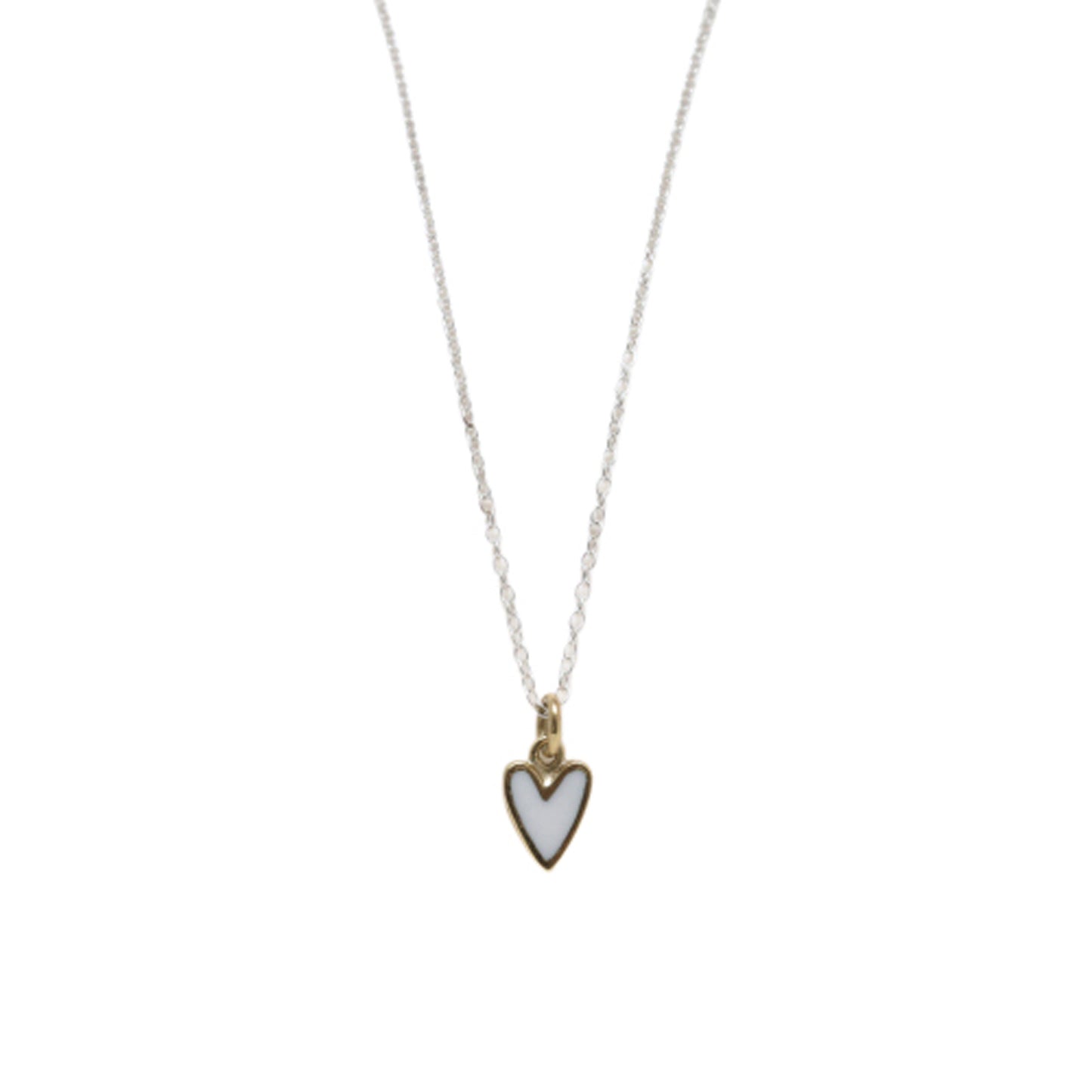 Reversible Resin Heart Silver Necklace