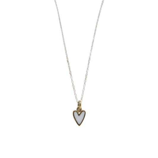 Reversible Resin Silver Heart Silver Necklace