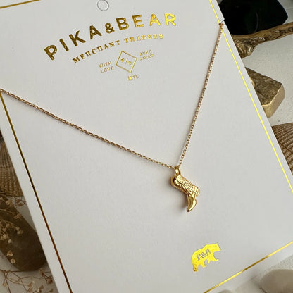 Dolly Cowboy Boot Charm Necklace Gold