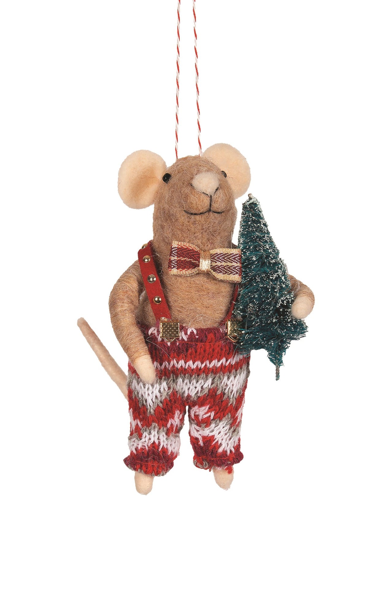 Felt Mouse with Red Knit Outfit Christmas Ornament