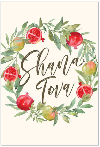Pomegranate Wreath Rosh Hashana Card