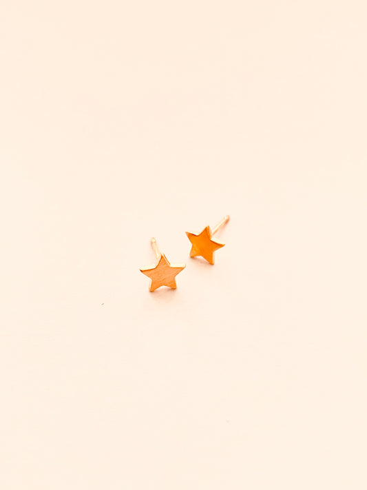 New Tiny Star Stud Brushed Gold Vermeil Earrings