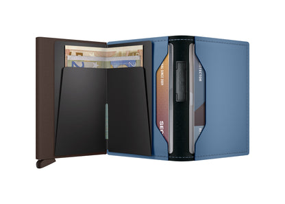 Bandwallet Matte Leather Steel Blue-Brown