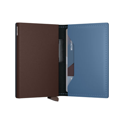 Bandwallet Matte Leather Steel Blue-Brown