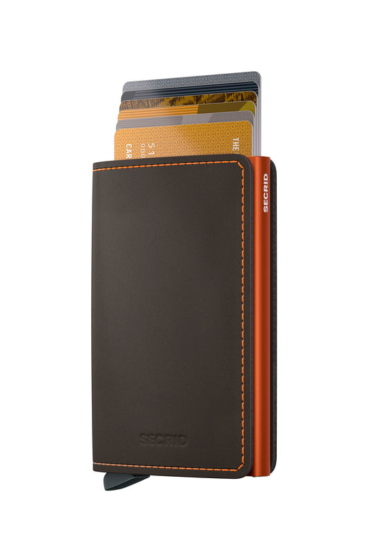 Slimwallet Matte Truffle & Orange