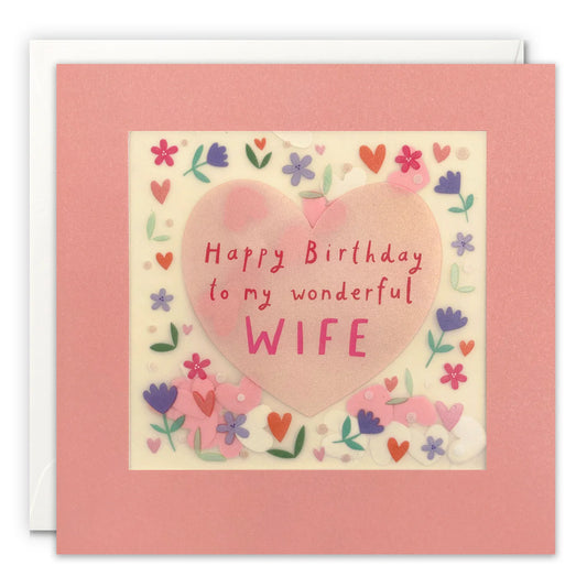 Happy Birthday Wife Card with Paper Confetti