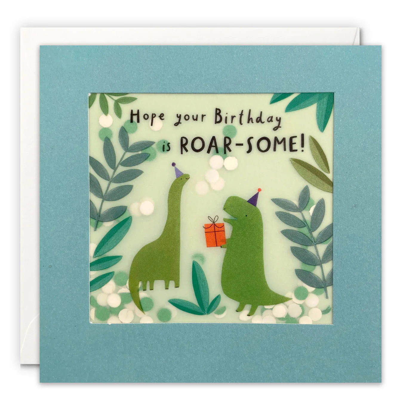 Dinosaurs Birthday Card with Paper Confetti