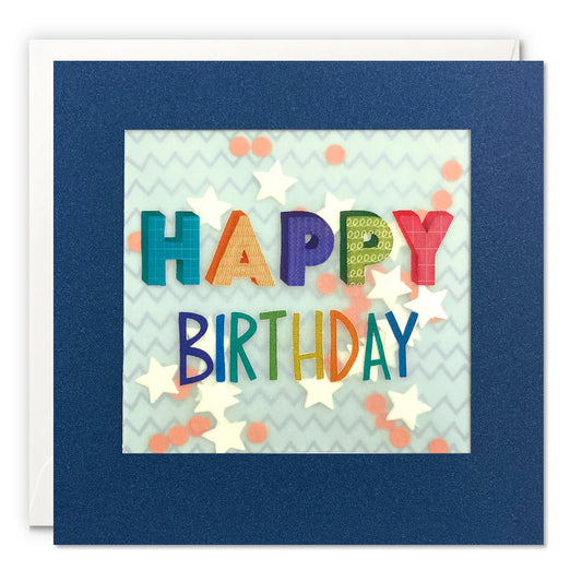 Colourful Text Birthday Card with Paper Confetti